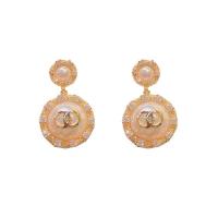 Cubic Zirconia Micro Pave Brass Earring Copper Alloy with Plastic Pearl real gold plated fashion jewelry & micro pave cubic zirconia & for woman Sold By Pair