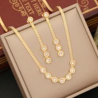 304 roestvrij staal Sieraden set, gold plated, verschillende stijlen voor de keuze & micro pave zirconia & voor vrouw, Verkocht door PC