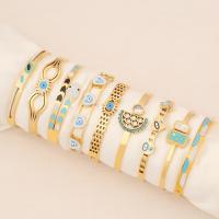 304 Stainless Steel Bangle gold color plated & for woman & enamel & with rhinestone Inner Approx Sold By PC