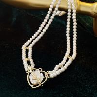 Collana in ottone, with perla in plastica, gioielli di moda & Micro spianare cubic zirconia & per la donna, bianco, assenza di nichel,piombo&cadmio, Lunghezza Appross. 50.4 cm, Venduto da PC