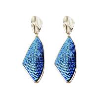 Pendientes de Perno de Aleación de Zinc, con resina, Joyería & para mujer, azul, libre de níquel, plomo & cadmio, 62x17mm, Vendido por Par