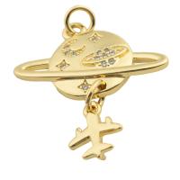 Cubique Pendentif en laiton zircon pavent, Placage de couleur d'or, bijoux de mode & DIY & pavé de micro zircon & pour femme, deux couleurs différentes, 26x23x2mm, Trou:Environ 3mm, Vendu par PC