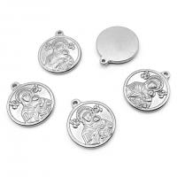 Stainless Steel Pendants 304 Stainless Steel Flat Round polished vintage & DIY original color Sold By PC