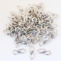 Zinklegierung S-Haken Verschluss, silberfarben plattiert, DIY, frei von Nickel, Blei & Kadmium, 10x24.50x3mm, ca. 20PCs/Tasche, verkauft von Tasche