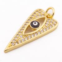 Evil Eye Pakabukai, Žalvarinis, aukštos kokybės aukso spalva padengtas, Pasidaryk pats & mikro nutiesti kubinių Zirconia, nikelio, švino ir kadmio nemokamai, 30x12x4mm, Skylė:Apytiksliai 3mm, Apytiksliai 30kompiuteriai/Pirkimo, Pardavė Pirkimo