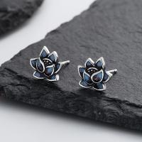 Sterling Silver Κοσμήματα Σκουλαρίκι, 925 ασημένιο ασήμι, Lotus, κοσμήματα μόδας & για τη γυναίκα, νικέλιο, μόλυβδο και κάδμιο ελεύθεροι, 10mm, Sold Με Ζεύγος