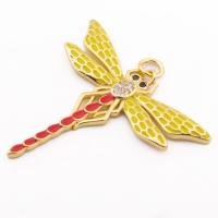 Kubni cirkonij Micro Pave Brass Privjesak, Mesing, Dragonfly, visokokvalitetan zlatna boja pozlatom, možete DIY & micro utrti kubni cirkonij, nikal, olovo i kadmij besplatno, 35x34x2mm, Rupa:Približno 3mm, Približno 30računala/Lot, Prodano By Lot