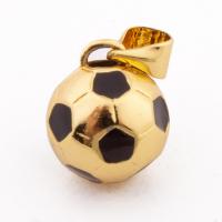 Messing Schmuck Anhänger, Fussball, Hohe Qualität Gold Farbe Überzeug, DIY, frei von Nickel, Blei & Kadmium, 16x10x10mm, Bohrung:ca. 3mm, ca. 30PCs/Menge, verkauft von Menge