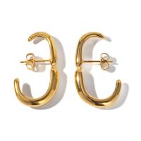 Stainless Steel Stud Earrings 304 Stainless Steel 18K gold plated fashion jewelry & for woman golden Sold By Pair