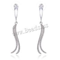 Fashion Fringe Boucles d'oreilles, laiton, Placage, pavé de micro zircon & pour femme, plus de couleurs à choisir, protéger l'environnement, sans nickel, plomb et cadmium, 9x53mm, Vendu par paire