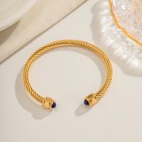 Nerūdijančio plieno Bangle, 304 Nerūdijantis plienas, su Lapis Lazuli, padengtą, Bižuterijos, auksas, Pardavė PC