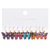 aleación de zinc Aretes, Mariposa, 5 piezas & Joyería & diferentes estilos para la opción & para mujer, más colores para la opción, libre de níquel, plomo & cadmio, Vendido por Set