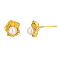 925 sterline d'argento orecchini a borchia, with Shell Pearl, placcato, gioielli di moda & per la donna, nessuno, 6mm, Venduto da coppia