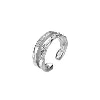 argent sterling 925 manchette d'oreille, Plaqué de platine, Double couche & pour femme & avec strass, 11mm, Vendu par PC