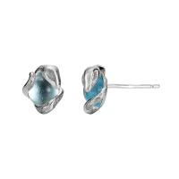 925 Sterling Zilver Stud Earring, met Kristal, geplatineerd, voor vrouw & epoxy sticker, 6mm, Verkocht door pair