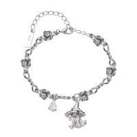 Argent sterling 925 bracelet, avec 1.4inch chaînes de rallonge, fantôme, Plaqué de platine, bijoux de mode & pavé de micro zircon & pour femme, Longueur Environ 5.5 pouce, Vendu par PC