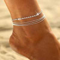 Sinc Alloy Anklet, le 5cm slabhra extender, jewelry faisin & do bhean & le rhinestone, airgid, nicil, luaidhe & caidmiam saor in aisce, Fad Thart 20 cm, Díolta De réir PC