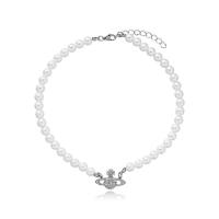 Zink Alloy Jewelry Sets, med Plast Pearl, med 7cm extender kedja, mode smycken & för kvinna & med strass, vit, nickel, bly och kadmium gratis, Längd Ca 38 cm, Ca 18 cm, Säljs av PC