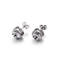 Stainless Steel Stud Øreringe, 304 rustfrit stål, poleret, mode smykker & Unisex & med rhinestone, flere farver til valg, 10mm, Solgt af par