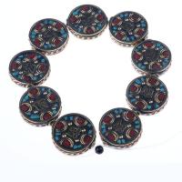 Grânulos de espaçador latão, cobre, Roda plana, cromado de cor dourada, Vintage & DIY, cores misturadas, níquel, chumbo e cádmio livre, 26.50x6.50mm, vendido por PC