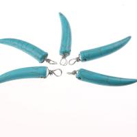 Turquoise přívěsek, Přírodní Turquoise, Roh, DIY & unisex, modrý, 10x58mm, Prodáno By PC