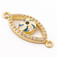 Evil Eye -Anschluss, Messing, Hohe Qualität Gold Farbe Überzeug, DIY & Micro pave Zirkonia, frei von Nickel, Blei & Kadmium, 23x9x4mm, Bohrung:ca. 1mm, ca. 30PCs/Menge, verkauft von Menge