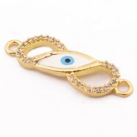 Evil Eye -Anschluss, Messing, Hohe Qualität Gold Farbe Überzeug, DIY & Micro pave Zirkonia, frei von Nickel, Blei & Kadmium, 26x18x2mm, Bohrung:ca. 1mm, ca. 30PCs/Menge, verkauft von Menge