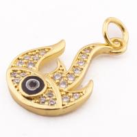 Evil Eye Hangers, Messing, hoge kwaliteit gold plated, DIY & micro pave zirconia, nikkel, lood en cadmium vrij, 24x13x3mm, Gat:Ca 3mm, Ca 30pC's/Lot, Verkocht door Lot