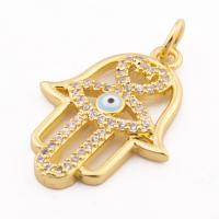 Evil Eye Hangers, Messing, hoge kwaliteit gold plated, DIY & micro pave zirconia, nikkel, lood en cadmium vrij, 26x17x3mm, Gat:Ca 3mm, Ca 30pC's/Lot, Verkocht door Lot