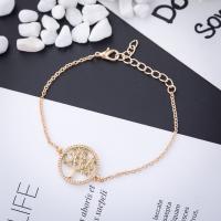 Sinc Alloy Bracelet, le 1.97inch slabhra extender, Crann na Beatha, plátáilte, jewelry faisin & unisex & le rhinestone, dathanna níos mó le haghaidh rogha, nicil, luaidhe & caidmiam saor in aisce, Fad Thart 7.09 Inse, Díolta De réir PC