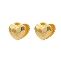 metal Pendiente Clip, Corazón, chapado en color dorado, Joyería & para mujer, dorado, libre de níquel, plomo & cadmio, 14x14x1mm, Vendido por Par