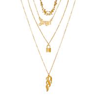 Colar de Multi camada da forma, liga de zinco, with 1.97inch extender chain, cromado de cor dourada, joias de moda & multicamada & para mulher, dourado, níquel, chumbo e cádmio livre, comprimento Aprox 20.47 inchaltura, vendido por Defina