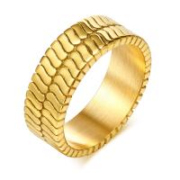 Anillo de dedo de acero inoxidable, acero inoxidable 304, 18K chapado en oro, Joyería & diverso tamaño para la opción & para mujer, dorado, 6.80mm, Vendido por UD