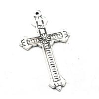 Zink Alloy Cross Hängen, plated, Vintage & mode smycken, nickel, bly och kadmium gratis, 54x30x1.80mm, Säljs av PC