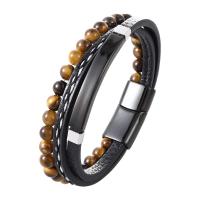 PU cavo bracciali, with Pietra naturale & 316L acciaio inox, per l'uomo, nessuno, Lunghezza 20.5 cm, Venduto da PC