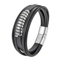 PU cavo bracciali, with 316L acciaio inox, multistrato & lunghezza differente per scelta & per l'uomo, nessuno, Venduto da PC