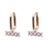 Cubic Zirconia Micro Pave Brass Earring Copper Alloy real gold plated fashion jewelry & micro pave cubic zirconia & for woman nickel lead & cadmium free Sold By Pair