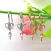 Brass Hook Earwire plated DIY & micro pave cubic zirconia nickel lead & cadmium free 25mm Sold By Bag