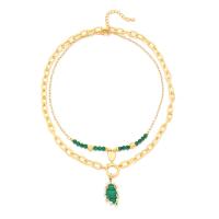 laiton collier, avec Pierre naturelle, Plaqué d'or, bijoux de mode & styles différents pour le choix & pour femme, Vendu par PC