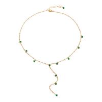 ottone collana, with avventurina verde, with 2inch extender chain, placcato oro vero, gioielli di moda & per la donna, Lunghezza Appross. 18.1 pollice, Venduto da PC