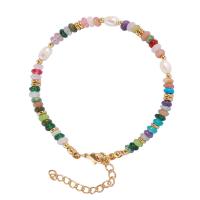 Pierre naturelle bracelet, avec laiton & Acier inoxydable 304, avec 2inch chaînes de rallonge, Plaqué d'or, Style bohème & pour femme, Longueur Environ 7 pouce, Vendu par PC