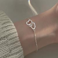 Zinklegering armbandkettingen, Zinc Alloy, silver plated, mode sieraden & voor vrouw, nikkel, lood en cadmium vrij, Lengte Ca 16-21 cm, Verkocht door PC