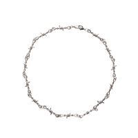 Collier de bijoux en alliage de zinc, Placage de couleur argentée, bijoux de mode & pour homme, protéger l'environnement, sans nickel, plomb et cadmium, Longueur Environ 50 cm, Vendu par PC