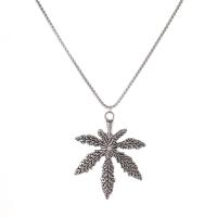 Sinkki metalliseos korut kaulakorun, Sinkkiseos, Maple Leaf, hopea päällystetty, muoti korut & Unisex, nikkeli, lyijy ja kadmium vapaa, Pituus N. 60 cm, Myymät PC