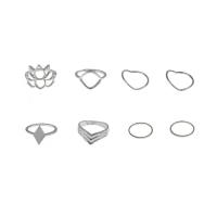 Zinc Alloy Ring Set silver color plated 8 pieces & fashion jewelry & for woman nickel lead & cadmium free Sold By Set