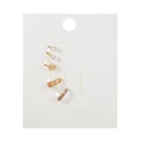 Zinc Alloy Oorbel clip, met Plastic Pearl, gold plated, drie stuks & mode sieraden & voor vrouw & met strass, gouden, Verkocht door pair