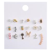 Lo zinco in lega Stud Earring, lega in zinco, placcato color oro, gioielli di moda & per la donna & smalto & con strass, multi-colore, Venduto da set