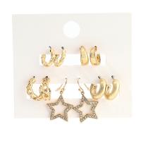 Zinc Alloy Oorbellen, gold plated, 5 stuks & mode sieraden & voor vrouw & met strass, gouden, Verkocht door Stel