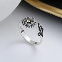 Bijoux de bague en argent sterling , Argent sterling 925, margueritepâquerette, bijoux de mode & pour femme, protéger l'environnement, sans nickel, plomb et cadmium, 10mm, Vendu par PC