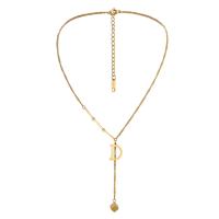 Colar de jóias de aço inoxidável, Aço inoxidável 304, with 2.56inch extender chain, Letra D, banhado, joias de moda & para mulher, dourado, vendido para Aprox 17.32 inchaltura Strand